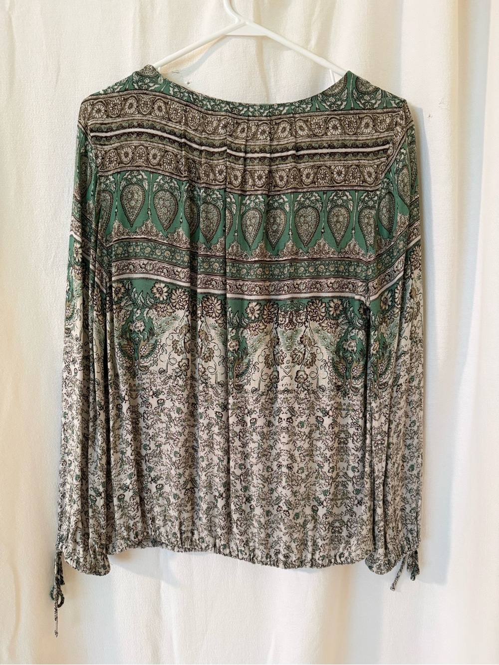 Lucky Brand Lightweight Green Paisley Peasant Blouse - Women - Picture 2 of 2
